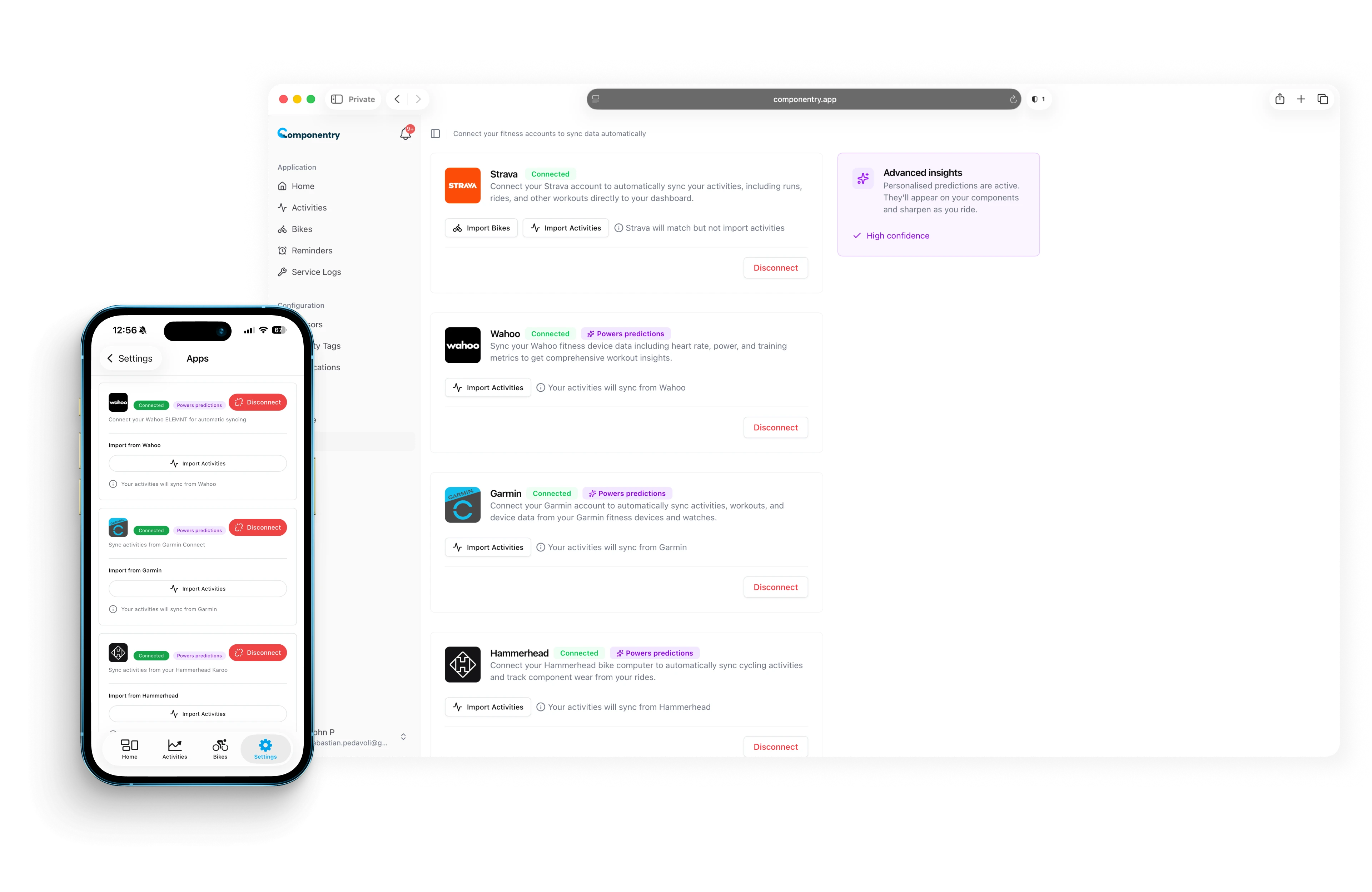 Connect a FIT compatible App like Garmin, Wahoo or Hammerhead